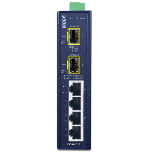 IGS-620TF Промышленный неуправляемый коммутатор/4 RJ45 1G/2 SFP 2.5G