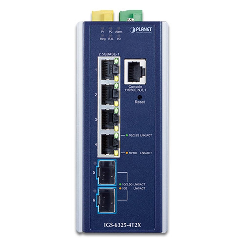 IGS-6325-4T2X Промышленный управляемый коммутатор L3/4 RJ45 2.5G/2 SFP+ 10G
