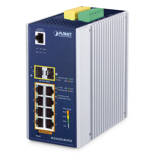 IGS-6325-8UP2S Промышленный управляемый коммутатор L3/8 RJ45 PoE 1G/2 SFP 2.5G