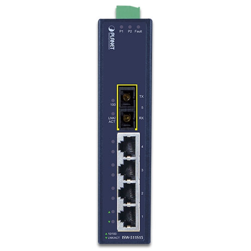 ISW-511 Промышленный неуправляемый коммутатор/4 RJ45 PoE 100M/1 SFP 100M