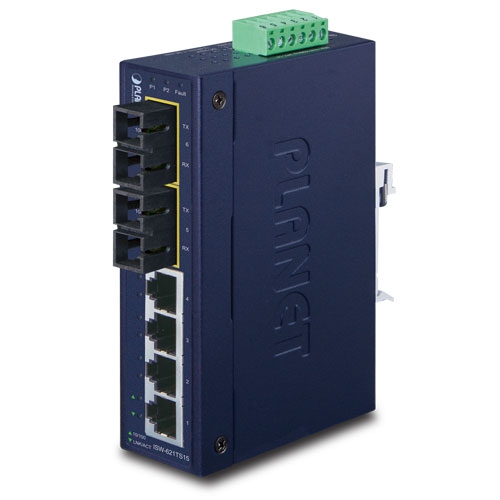 ISW-621TS15 Промышленный неуправляемый коммутатор/4 RJ45 PoE 100M/2 SFP 100M