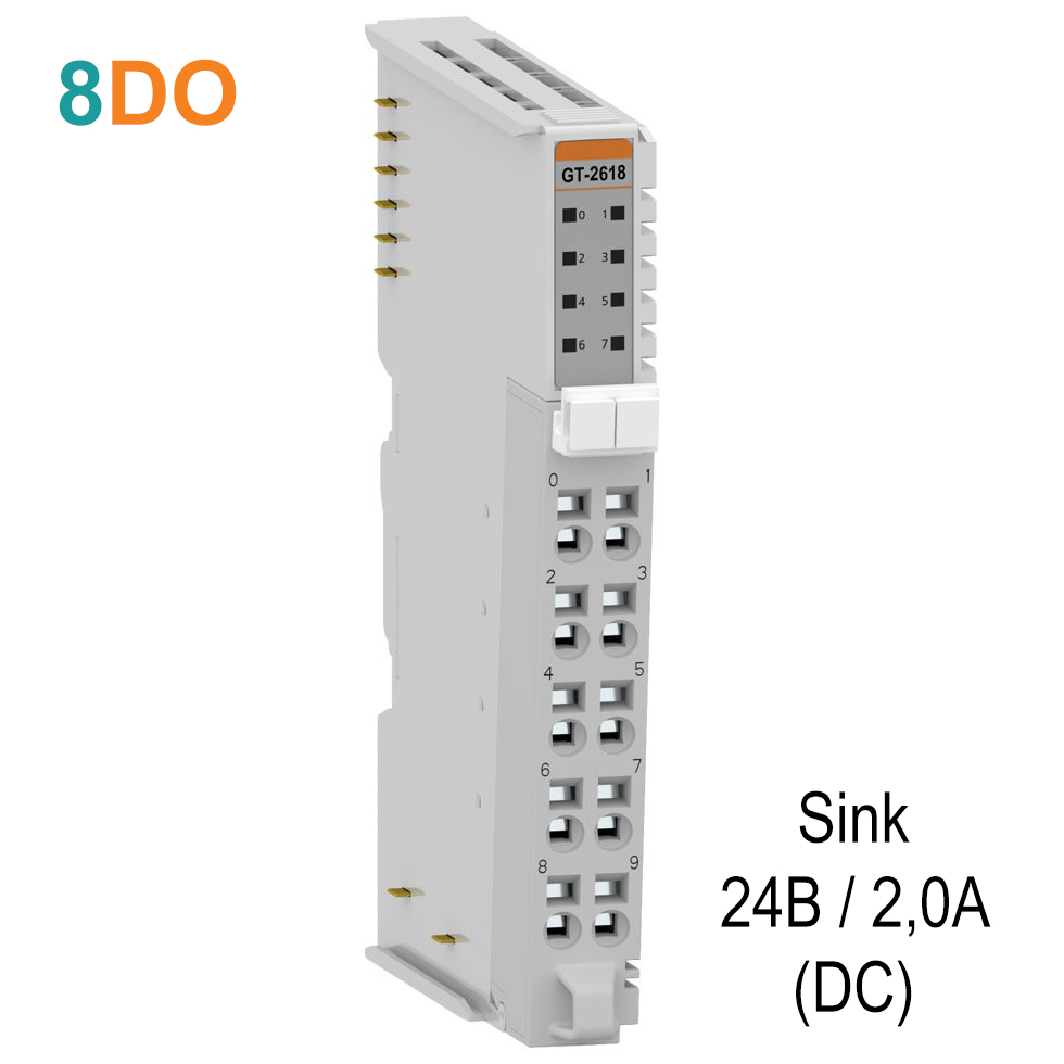GT-2618 Дискретный вывод, 8DO, 24 В/2А (DC), Sink, RTB 10