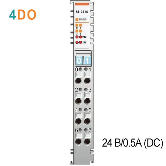 ST-2414 Дискретный вывод, 4DO, 24 В/0.5А (DC), Sink, диагностика, RTB 8