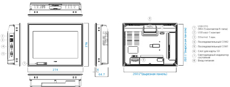 TOPRW1000WD Панель оператора 10.2″, 800x480, 128MB, SD карта, 24VDC, широкоформатная