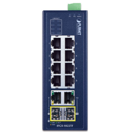 IFGS-1022TF Промышленный неуправляемый коммутатор/8 RJ45 PoE 100M/2 RJ45 1G/2 SFP 1G