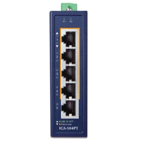 IGS-504PT Промышленный неуправляемый коммутатор/4 RJ45 PoE 1G/1 RJ45 1G