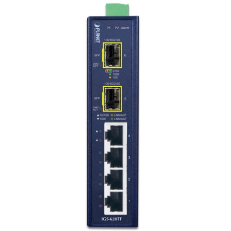 IGS-620TF Промышленный неуправляемый коммутатор/4 RJ45 1G/2 SFP 2.5G
