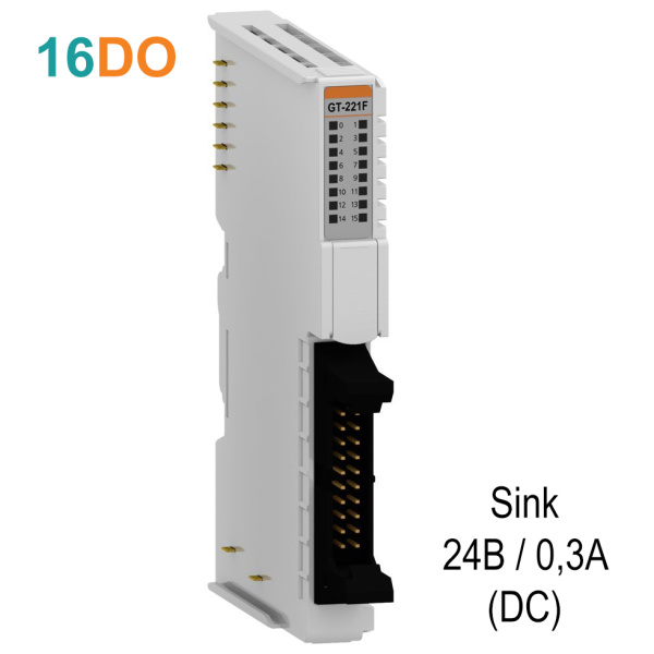 GT-221F Дискретный вывод, 16DO, 24 В/0.3А (DC), Sink, IDC 20