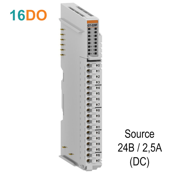 GT-228F Дискретный вывод, 16DO, 24 В/2.5А (DC), Source, RTB 18